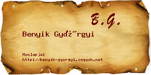 Benyik Györgyi névjegykártya